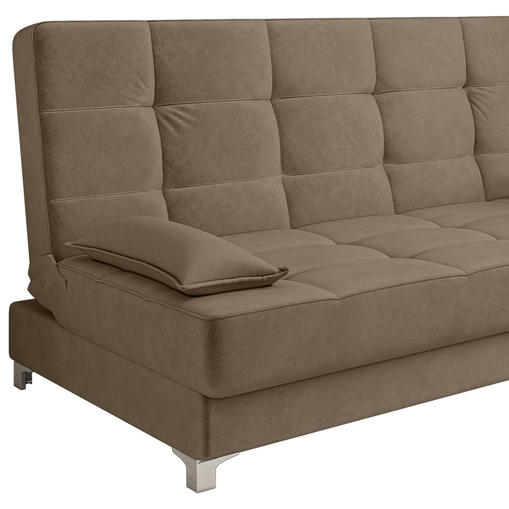 Sofá Cama Equador 193 cm Encosto Reclinável Veludo Cappucino Pés Plástico Cromado - D'Rossi
