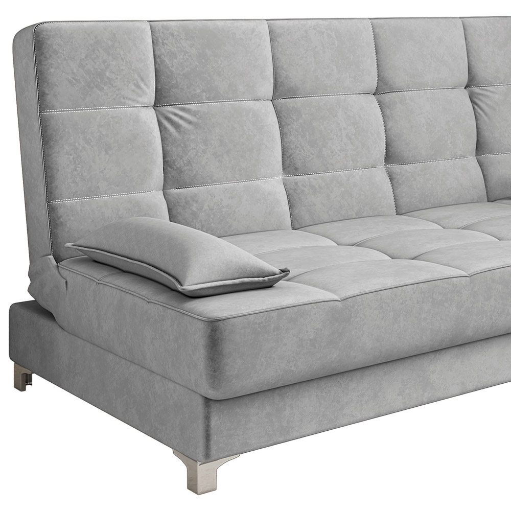 Sofá Cama Equador 193 cm Encosto Reclinável Veludo Cinza Pés Plástico Cromado - D'Rossi