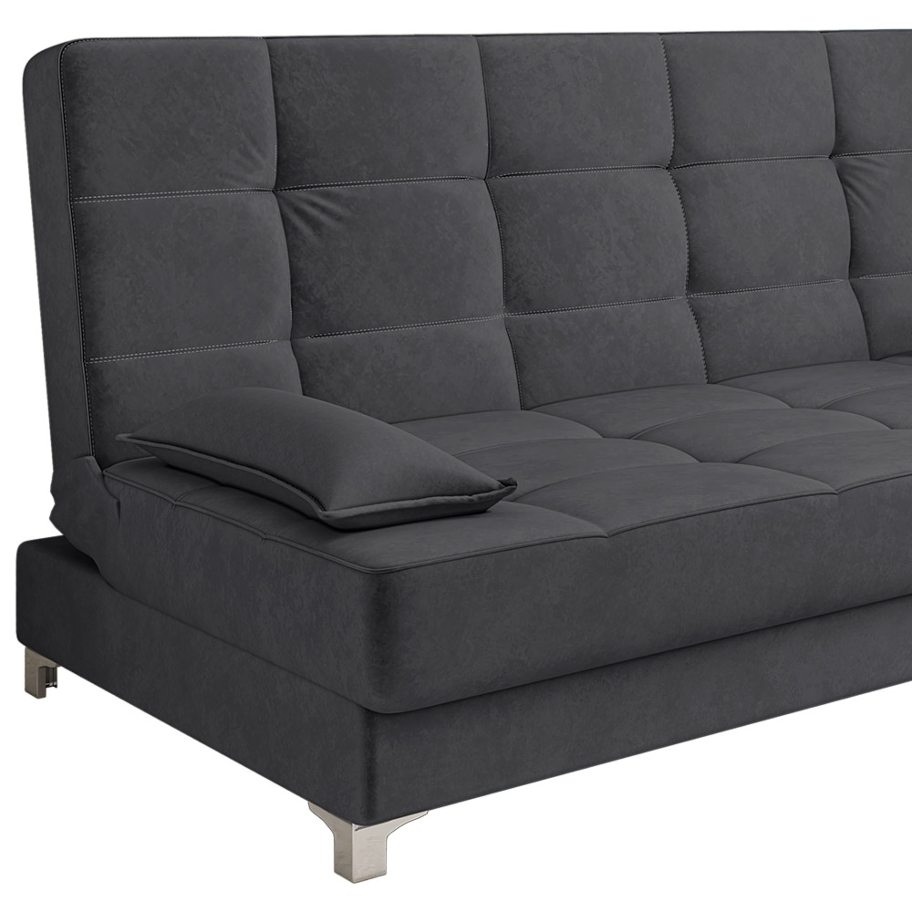 Sofá Cama Equador 193 cm Encosto Reclinável Veludo Grafite Pés Plástico Cromado - D'Rossi