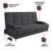 Sofá Cama Equador 193 cm Encosto Reclinável Veludo Grafite Pés Plástico Cromado - D'Rossi