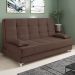 Sofá Cama Equador 193 cm Encosto Reclinável Veludo Marrom Pés Plástico Cromado - D'Rossi