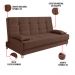 Sofá Cama Equador 193 cm Encosto Reclinável Veludo Marrom Pés Plástico Cromado - D'Rossi