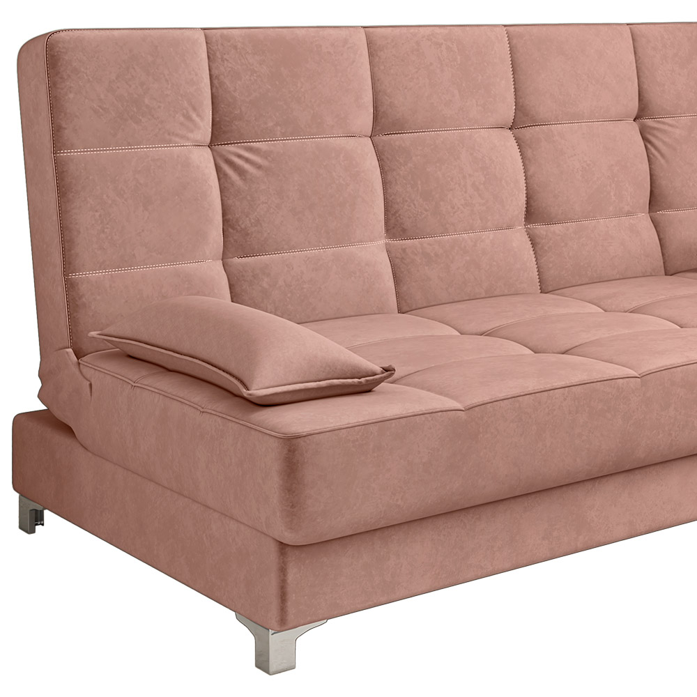 Sofá Cama Equador 193 cm Encosto Reclinável Veludo Rosê Pés Plástico Cromado - D'Rossi