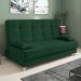 Sofá Cama Equador 193 cm Encosto Reclinável Veludo Verde Militar Pés Plástico Cromado - D'Rossi