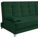 Sofá Cama Equador 193 cm Encosto Reclinável Veludo Verde Militar Pés Plástico Cromado - D'Rossi