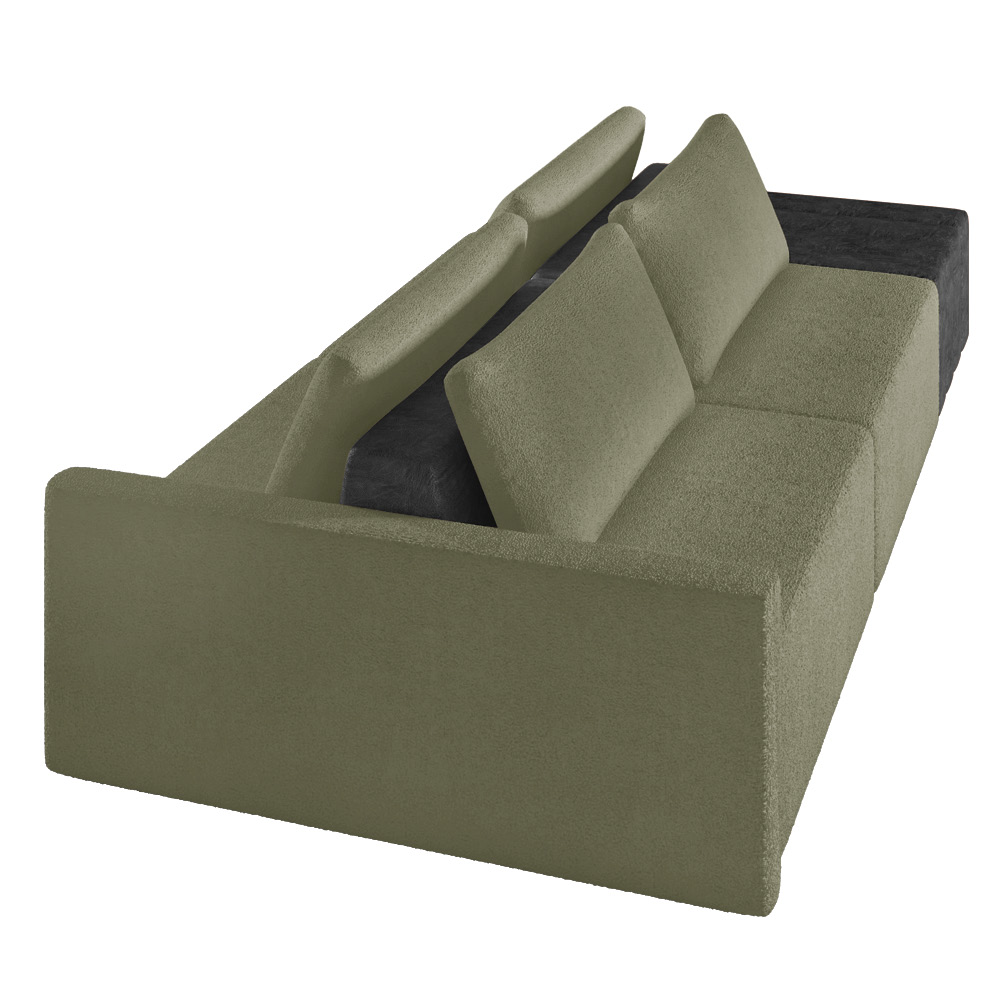 Sofá Ilha 2 Lugares Living 232cm Modulado Sala Lary Bouclê Verde/PU Pto K01 - D'Rossi