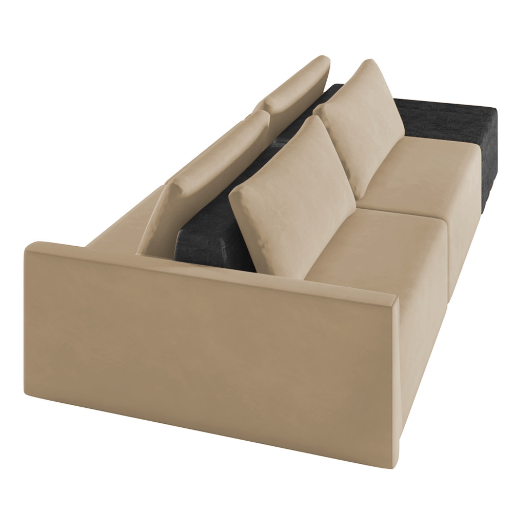 Sofá Ilha 2 Lugares Living 232cm Modulado Sala Lary Veludo Bege/PU Pto K01 - D'Rossi