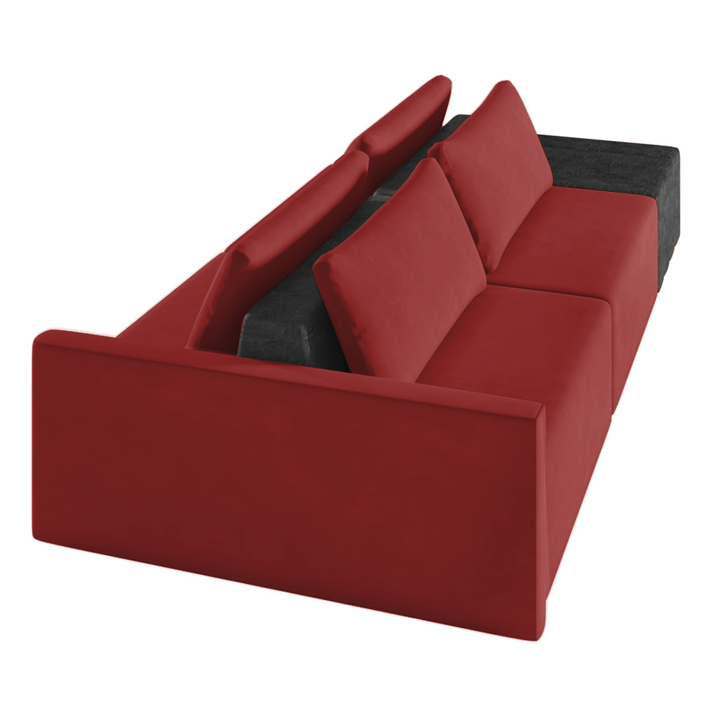 Sofá Ilha 2 Lugares Living 232cm Modulado Sala Lary Veludo Vermelho/PU Pto K01 - D'Rossi