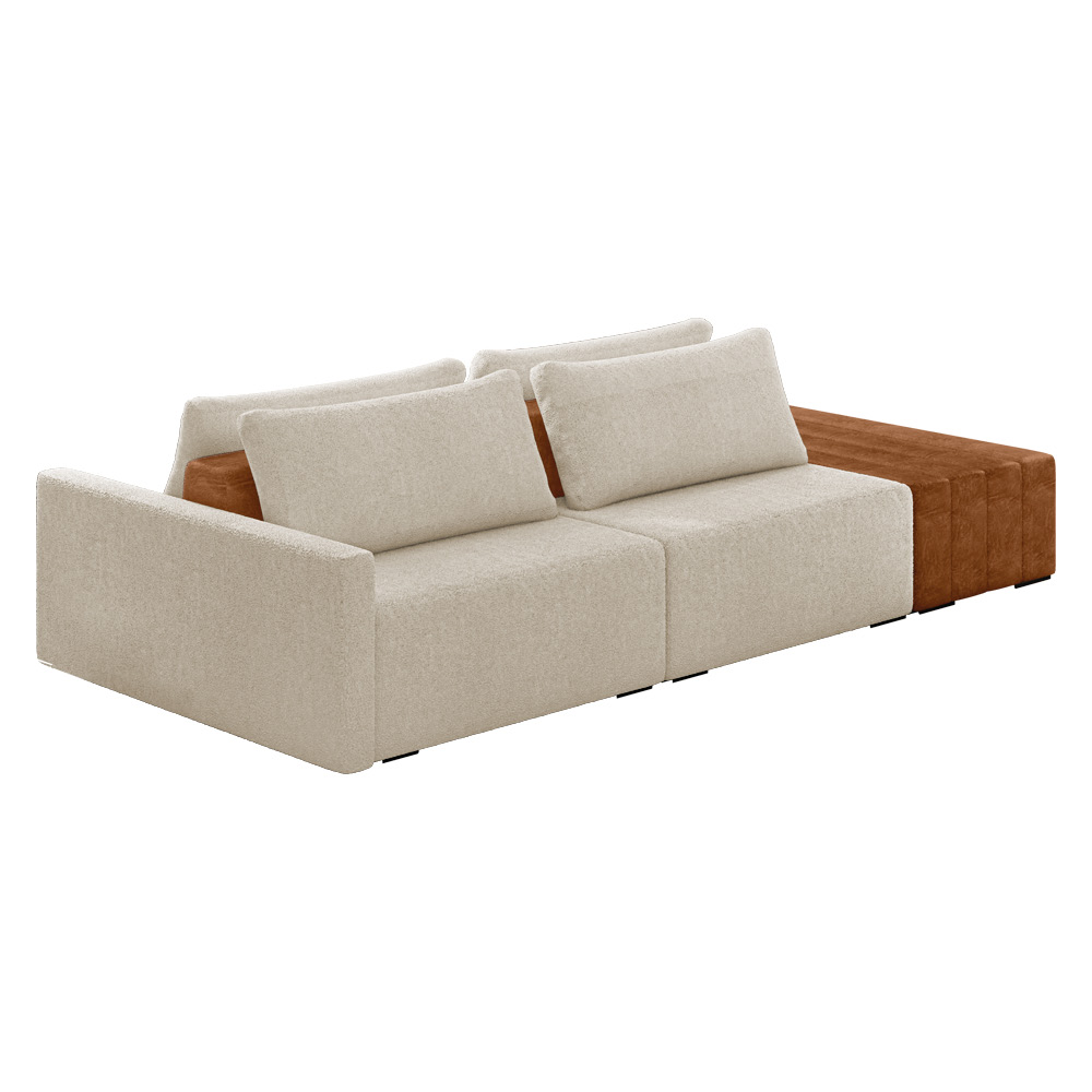 Sofá Ilha 2 Lugares Living 232cm Modulado para Sala Lary Bouclê Bege K01 - D'Rossi