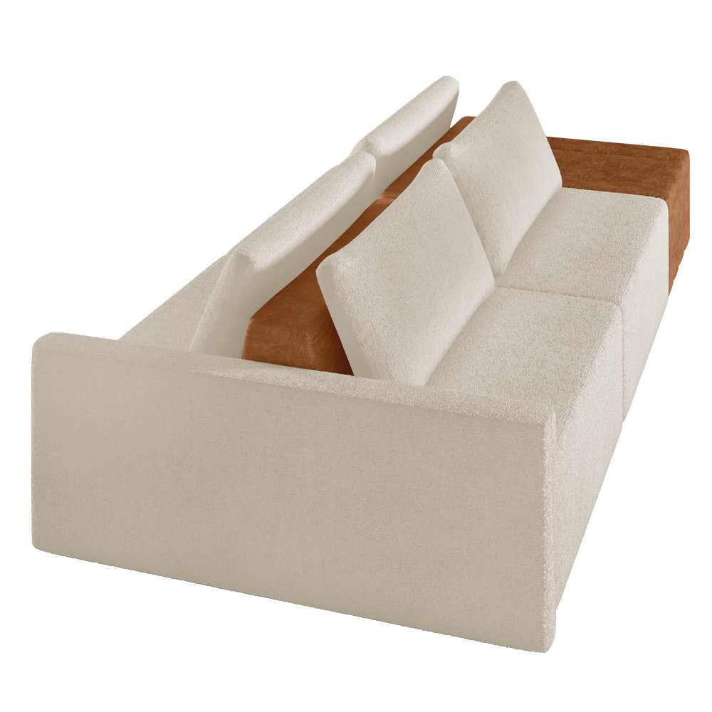 Sofá Ilha 2 Lugares Living 232cm Modulado para Sala Lary Bouclê Bege K01 - D'Rossi