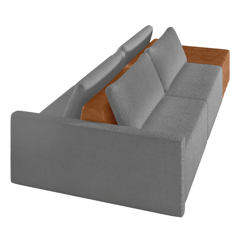 Sofá Ilha 2 Lugares Living 232cm Modulado para Sala Lary Bouclê Cinza K01 - D'Rossi