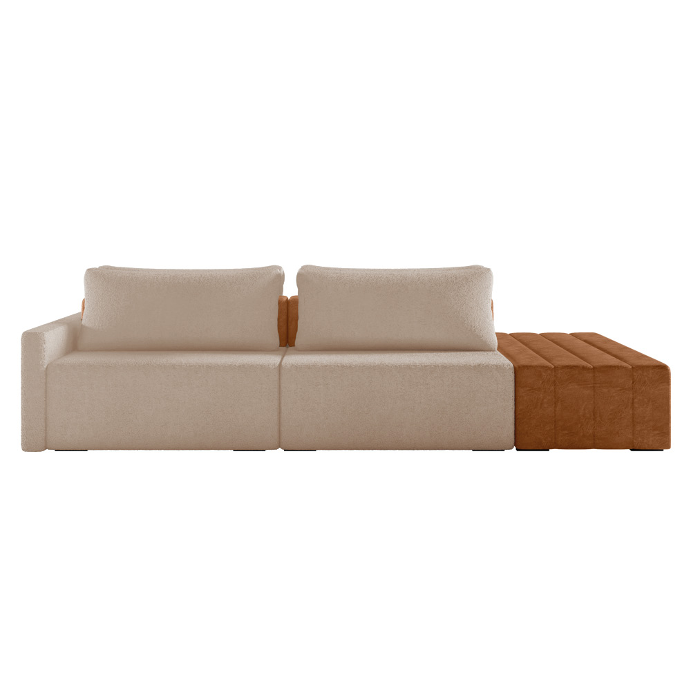 Sofá Ilha 2 Lugares Living 232cm Modulado para Sala Lary Bouclê Creme K01 - D'Rossi