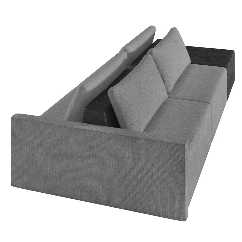 Sofá Ilha 2 Lugares Living 232cm Modulado para Sala Lary Linho Grafite/PU Pto K01 - D'Rossi