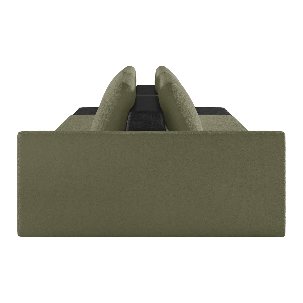 Sofá Ilha 2 Lugares Living 252cm Modulado Sala Lary Bouclê Verde/PU Pto K01 - D'Rossi