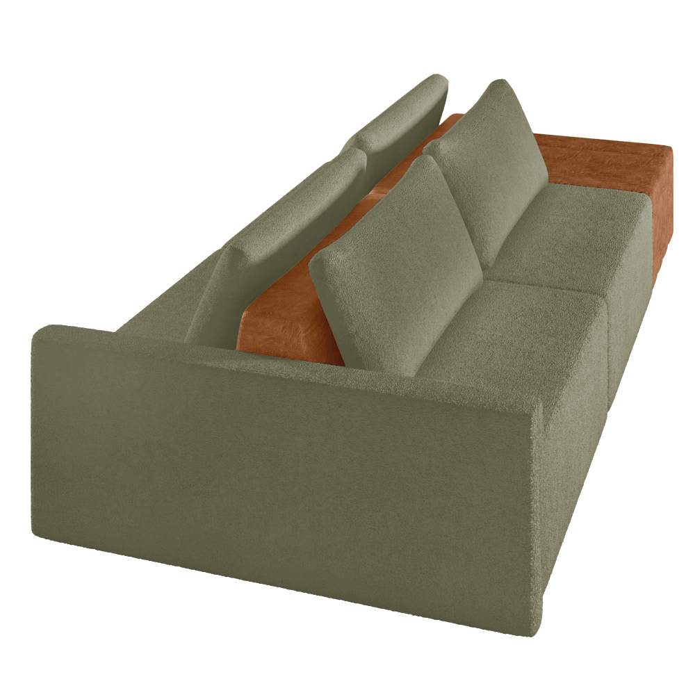 Sofá Ilha 2 Lugares Living 252cm Modulado para Sala Lary Bouclê Verde K01 - D'Rossi