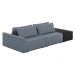 Sofá Ilha 2 Lugares Living 252cm Modulado para Sala Lary Linho Azul/PU Pto K01 - D'Rossi