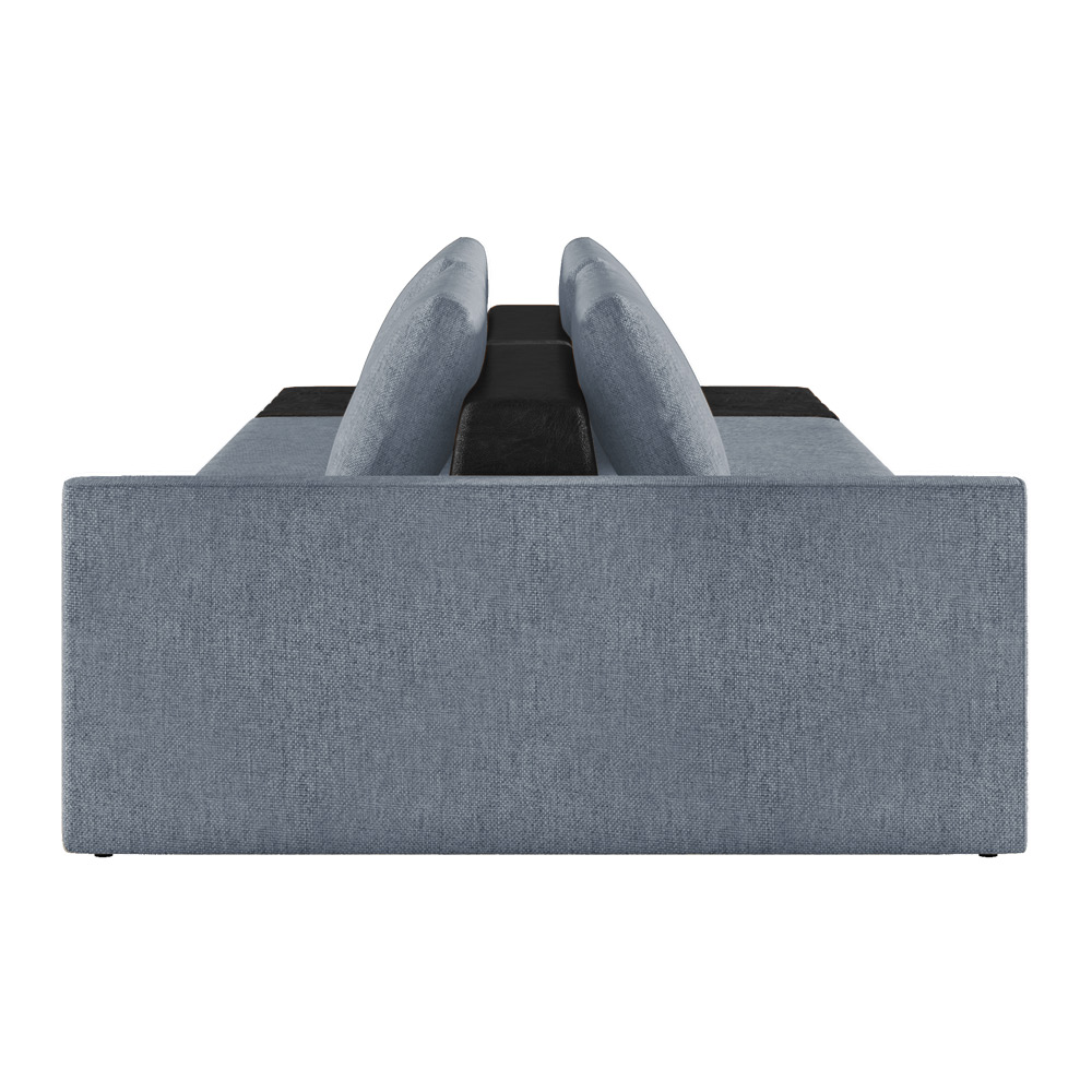 Sofá Ilha 2 Lugares Living 252cm Modulado para Sala Lary Linho Azul/PU Pto K01 - D'Rossi