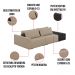 Sofá Ilha 2 Lugares Living 252cm Modulado para Sala Lary Linho Bege/PU Pto K01 - D'Rossi