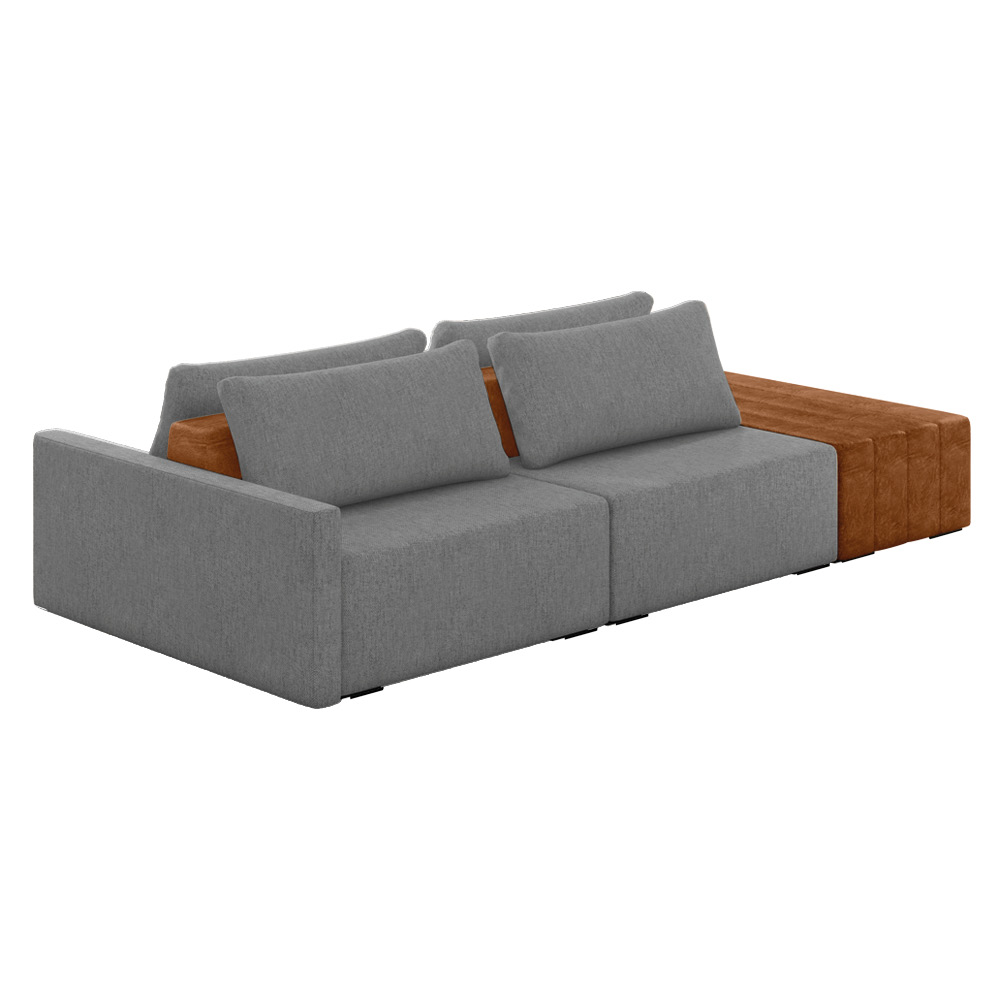 Sofá Ilha 2 Lugares Living 252cm Modulado para Sala Lary Linho Grafite K01 - D'Rossi