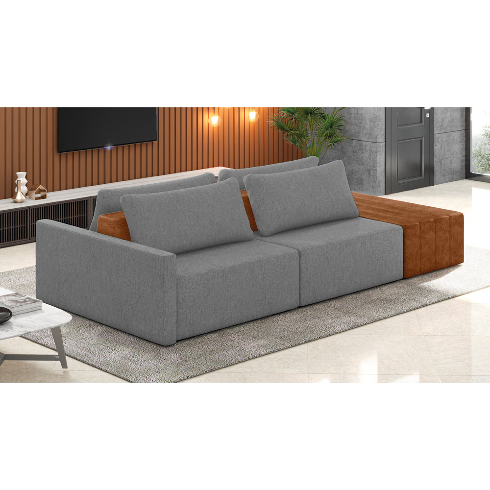 Sofá Ilha 2 Lugares Living 252cm Modulado para Sala Lary Linho Grafite K01 - D'Rossi