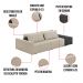 Sofá Ilha 2 Lugares Living 272cm Modulado Sala Lary Bouclê Bege/PU Pto K01 - D'Rossi