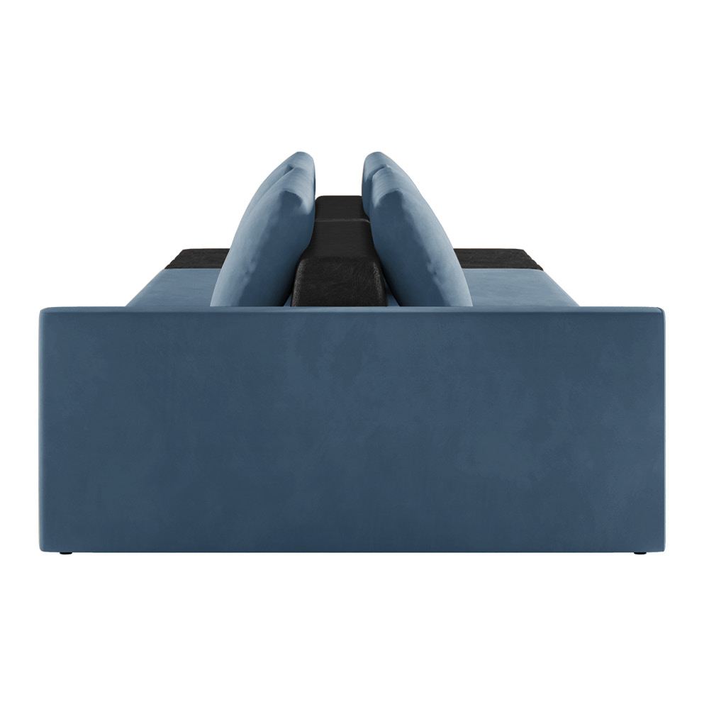 Sofá Ilha 2 Lugares Living 272cm Modulado Sala Lary Veludo Azul Marinho/PU Pto K01 - D'Rossi