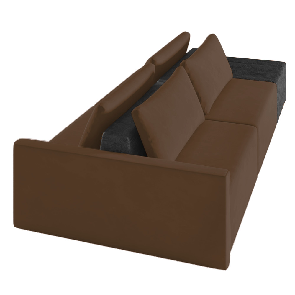 Sofá Ilha 2 Lugares Living 272cm Modulado Sala Lary Veludo Marrom/PU Pto K01 - D'Rossi