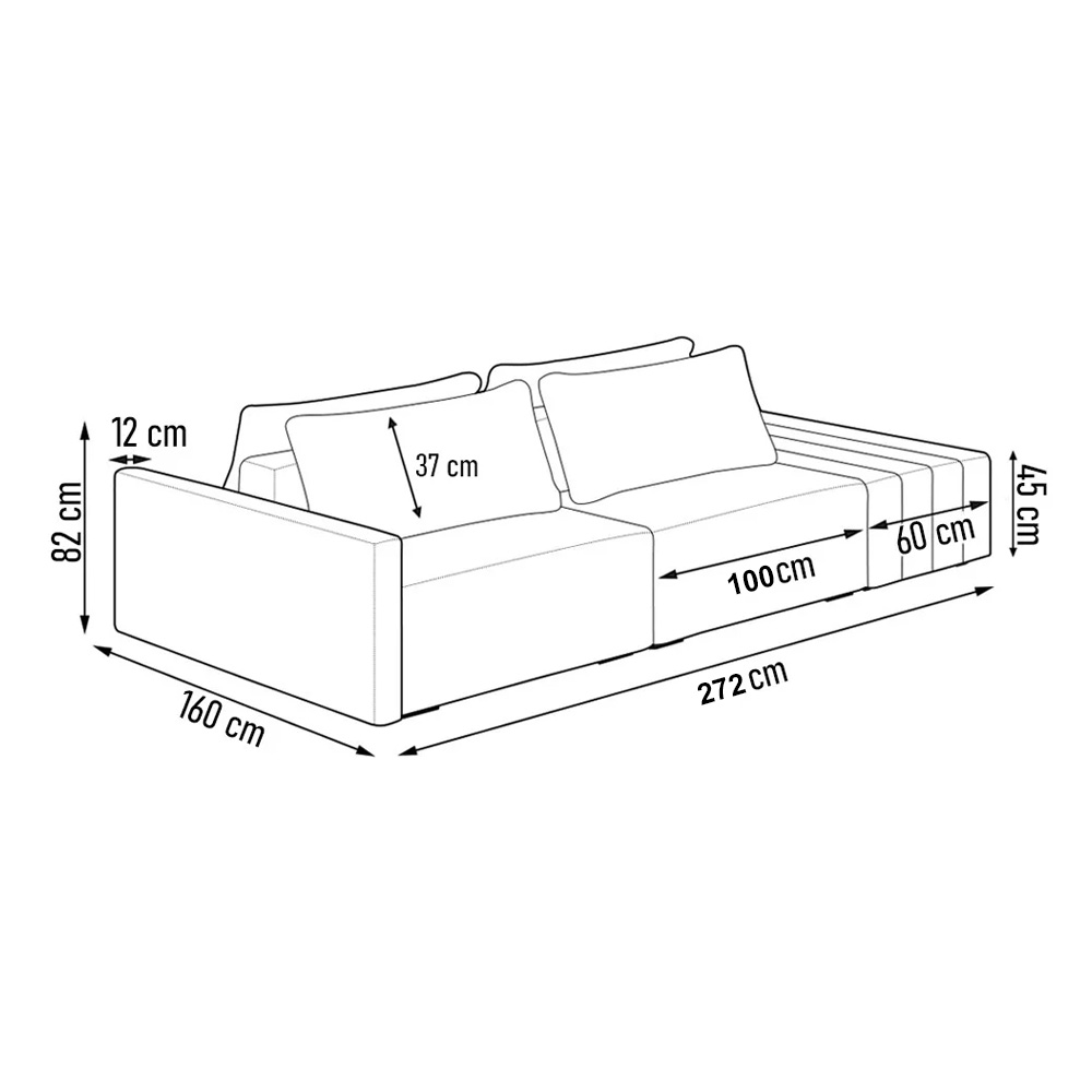 Sofá Ilha 2 Lugares Living 272cm Modulado Sala Lary Veludo Verde/PU Pto K01 - D'Rossi
