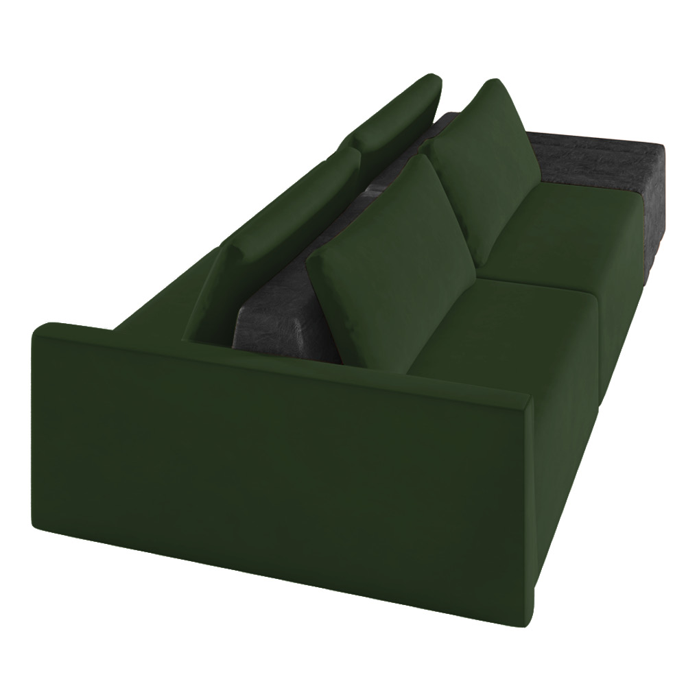 Sofá Ilha 2 Lugares Living 272cm Modulado Sala Lary Veludo Verde/PU Pto K01 - D'Rossi