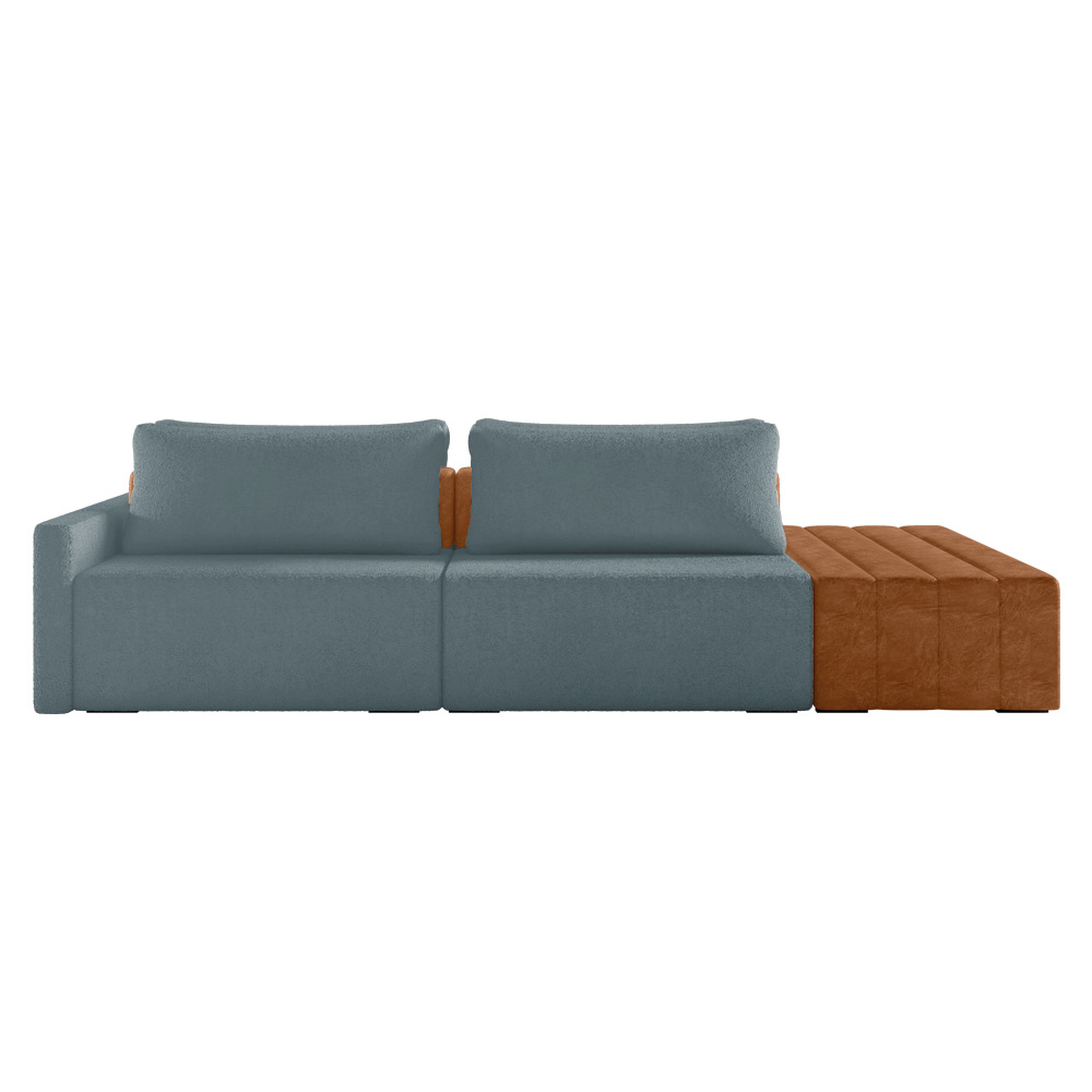 Sofá Ilha 2 Lugares Living 272cm Modulado para Sala Lary Bouclê Azul K01 - D'Rossi