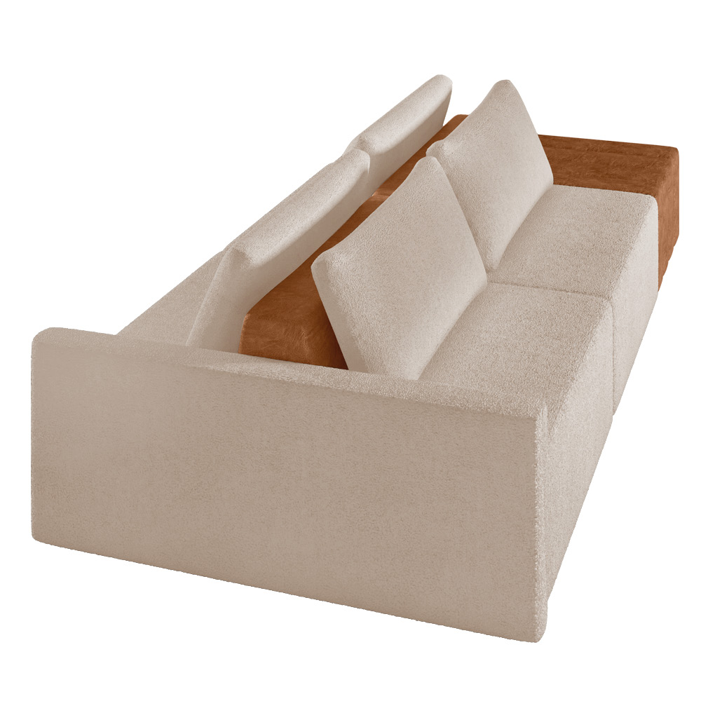 Sofá Ilha 2 Lugares Living 272cm Modulado para Sala Lary Bouclê Creme K01 - D'Rossi