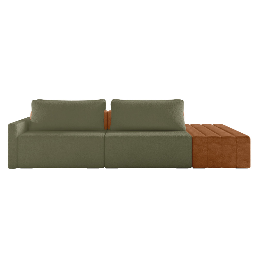 Sofá Ilha 2 Lugares Living 272cm Modulado para Sala Lary Bouclê Verde K01 - D'Rossi