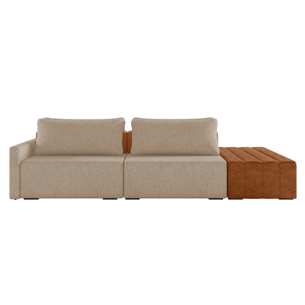 Sofá Ilha 2 Lugares Living 272cm Modulado para Sala Lary Linho Bege K01 - D'Rossi