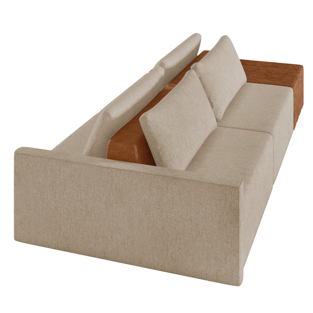 Sofá Ilha 2 Lugares Living 272cm Modulado para Sala Lary Linho Bege K01 - D'Rossi