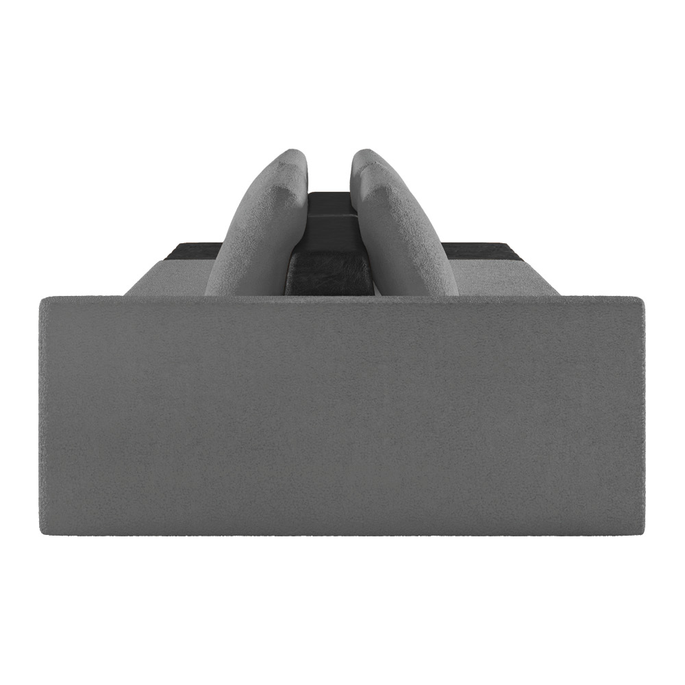 Sofá Ilha 2 Lugares Living 292cm Modulado Sala Lary Bouclê Cinza/PU Pto K01 - D'Rossi
