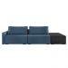 Sofá Ilha 2 Lugares Living 292cm Modulado Sala Lary Veludo Azul Marinho/PU Pto K01 - D'Rossi