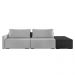 Sofá Ilha 2 Lugares Living 292cm Modulado Sala Lary Veludo Cinza/PU Pto K01 - D'Rossi