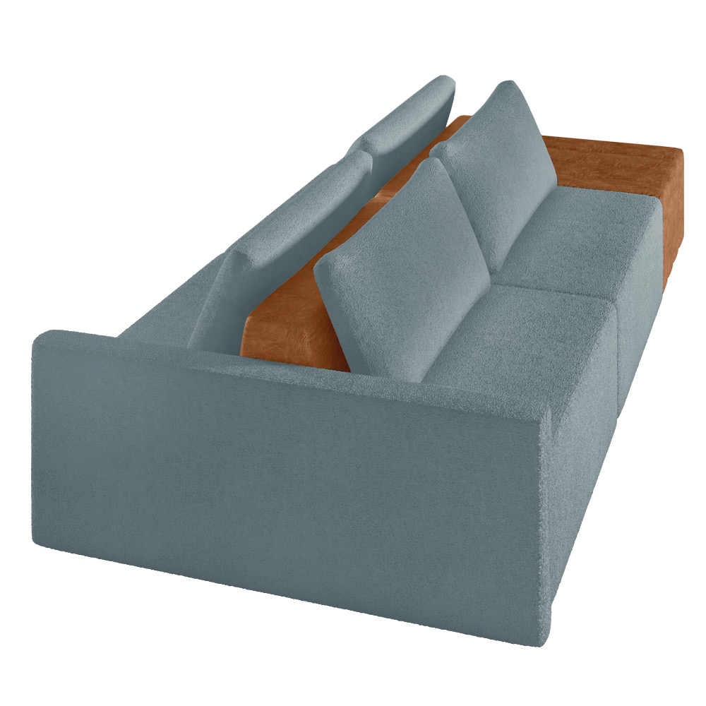 Sofá Ilha 2 Lugares Living 292cm Modulado para Sala Lary Bouclê Azul K01 - D'Rossi