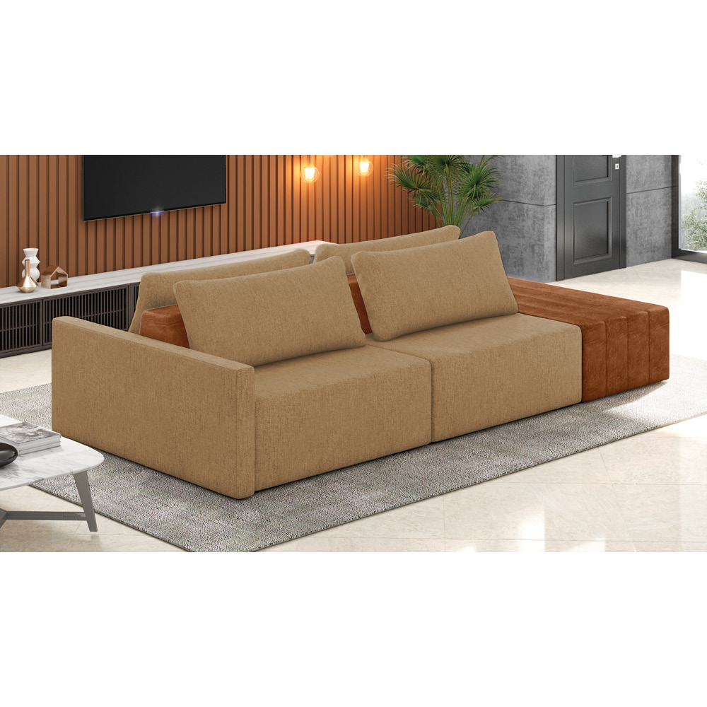 Sofá Ilha 2 Lugares Living 292cm Modulado para Sala Lary Linho Areia K01 - D'Rossi