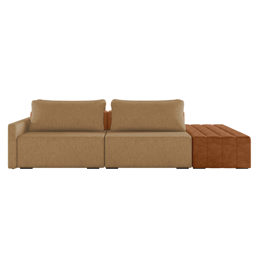 Sofá Ilha 2 Lugares Living 292cm Modulado para Sala Lary Linho Areia K01 - D'Rossi