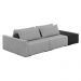 Sofá Ilha 2 Lugares Living 292cm Modulado para Sala Lary Linho Cinza/PU Pto K01 - D'Rossi