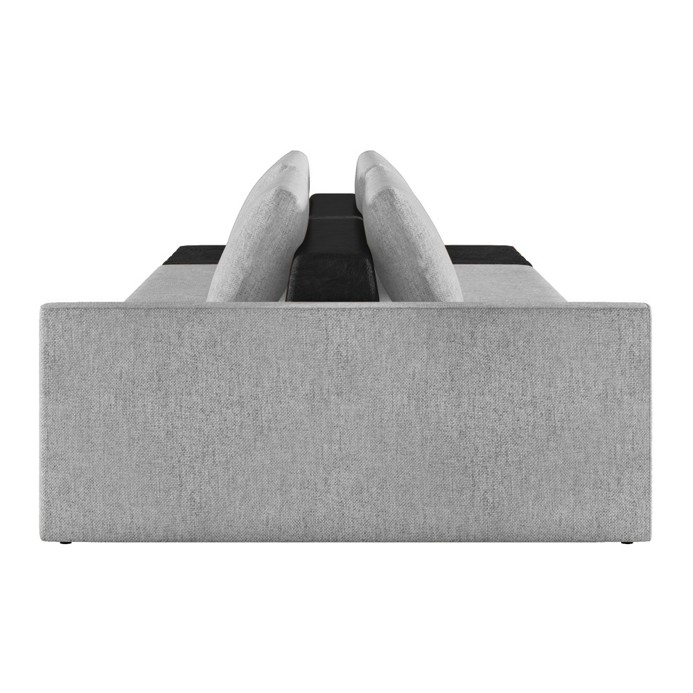 Sofá Ilha 2 Lugares Living 292cm Modulado para Sala Lary Linho Cinza/PU Pto K01 - D'Rossi
