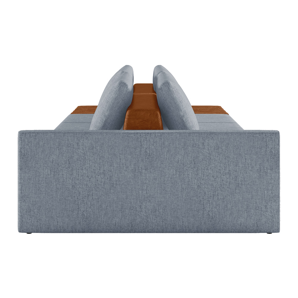 Sofá Ilha 3 Lugares Living 312cm Modulado para Sala Lary Linho Azul K01 - D'Rossi