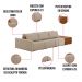 Sofá Ilha 3 Lugares Living 312cm Modulado para Sala Lary Linho Bege K01 - D'Rossi
