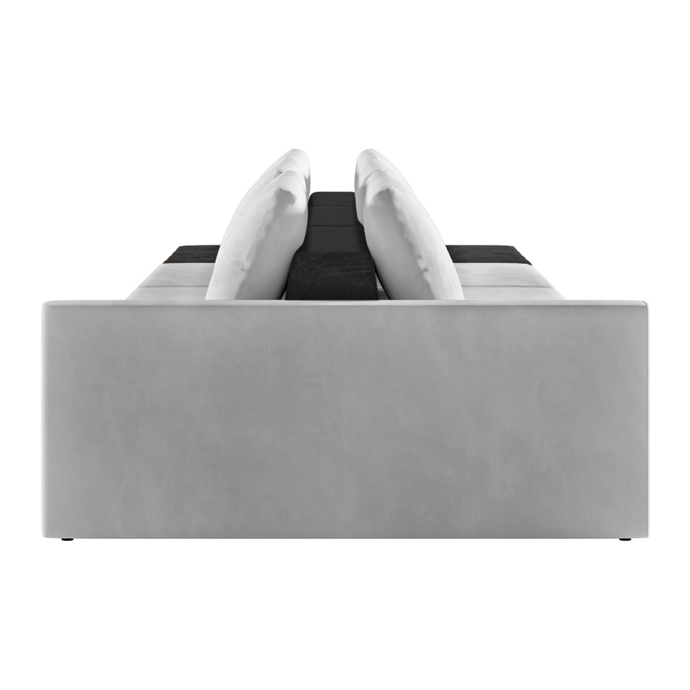 Sofá Ilha 3 Lugares Living 342cm Modulado Sala Lary Veludo Cinza/PU Pto K01 - D'Rossi