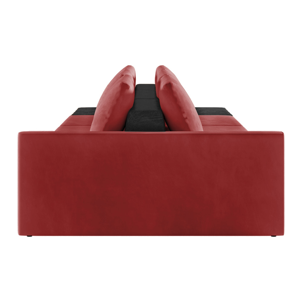 Sofá Ilha 3 Lugares Living 342cm Modulado Sala Lary Veludo Vermelho/PU Pto K01 - D'Rossi