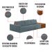 Sofá Ilha 3 Lugares Living 342cm Modulado para Sala Lary Bouclê Azul K01 - D'Rossi