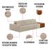 Sofá Ilha 3 Lugares Living 342cm Modulado para Sala Lary Bouclê Bege K01 - D'Rossi