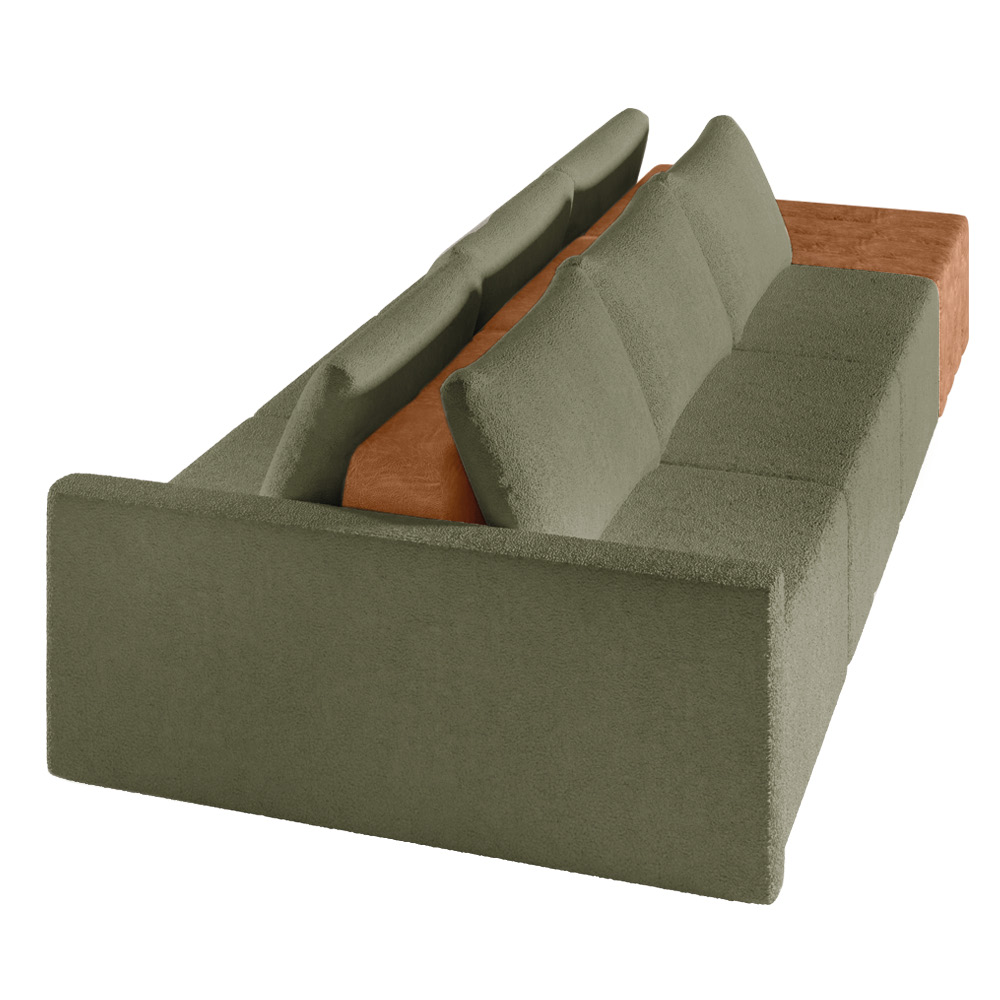 Sofá Ilha 3 Lugares Living 342cm Modulado para Sala Lary Bouclê Verde K01 - D'Rossi