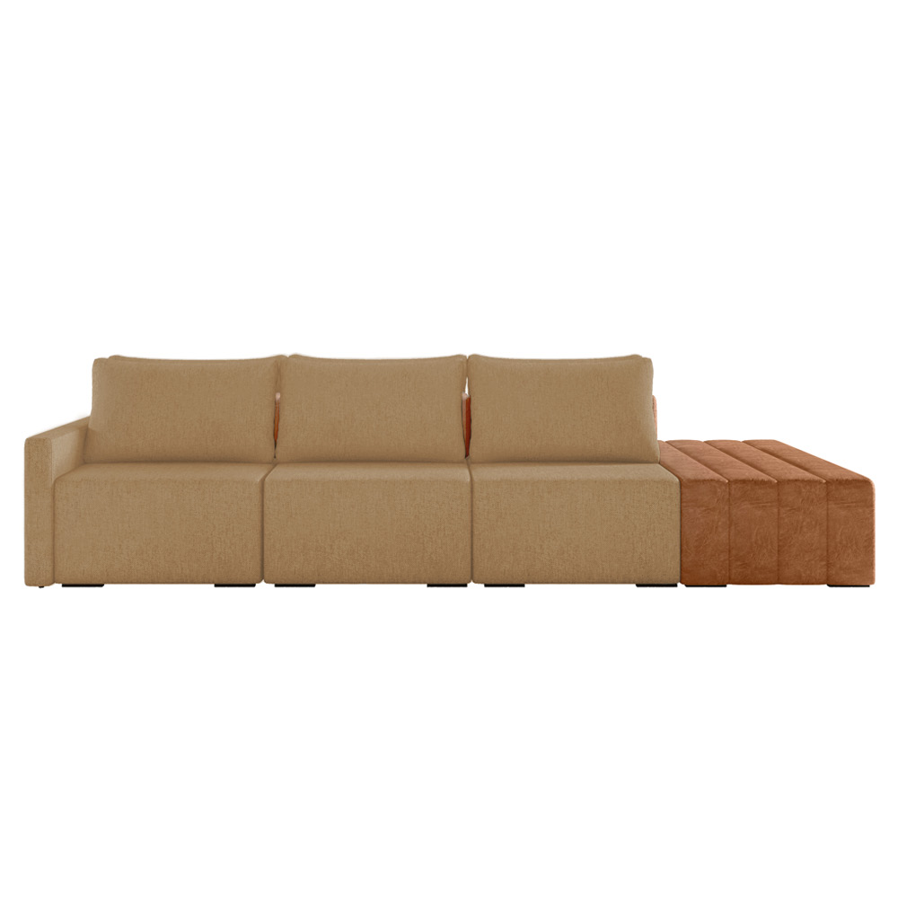 Sofá Ilha 3 Lugares Living 342cm Modulado para Sala Lary Linho Areia K01 - D'Rossi